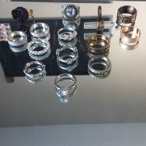 14 Rings Bundle Silver and Golden Color